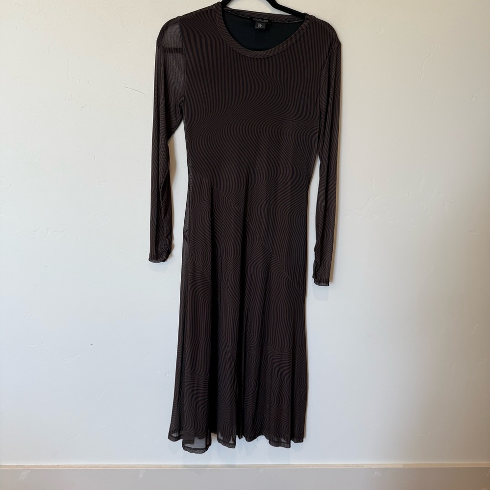 Rachel Zoe Striped Dress Womens Size Medium Y2K Whimsy Goth Dark Academia